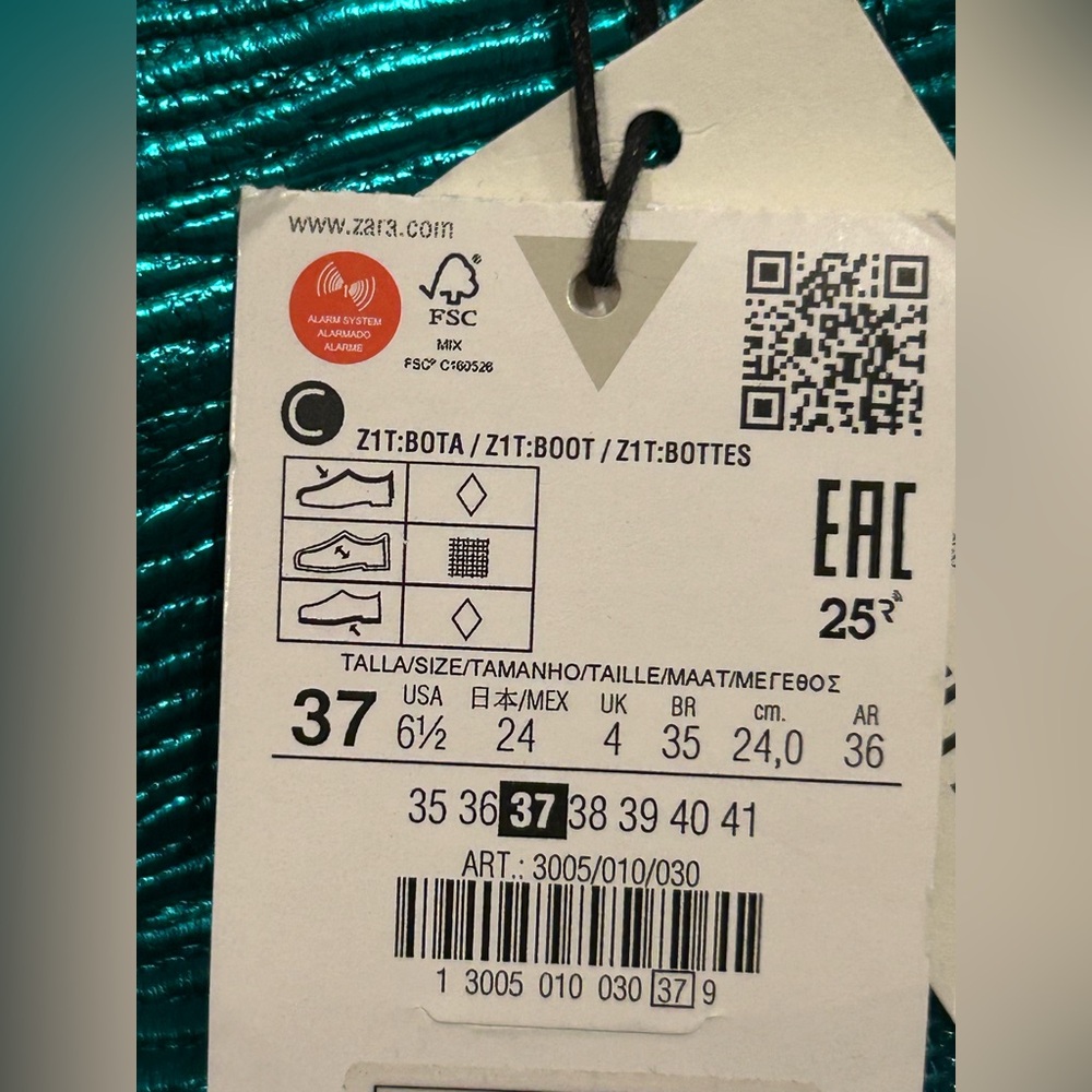 ZARA Green Laminated Boots Limited Edition 💕Size 37EUR /4UK /6.5 US - Picture 9 of 9